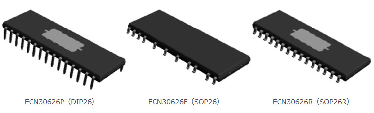 写真：今回製品化したモーター駆動用IC（3種類のパッケージ）